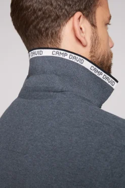 Shop CAMP DAVID & SOCCX Meliertes Poloshirt mit Two-Tone-Details blue navy melange bluenavymelange