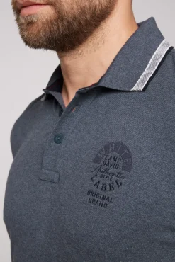 Shop CAMP DAVID & SOCCX Meliertes Poloshirt mit Two-Tone-Details blue navy melange bluenavymelange