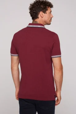 Fashion CAMP DAVID & SOCCX Meliertes Poloshirt mit Two-Tone-Details burgundy melange burgundymelange