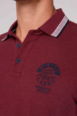 Fashion CAMP DAVID & SOCCX Meliertes Poloshirt mit Two-Tone-Details burgundy melange burgundymelange