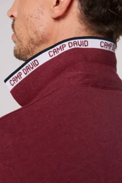 Fashion CAMP DAVID & SOCCX Meliertes Poloshirt mit Two-Tone-Details burgundy melange burgundymelange