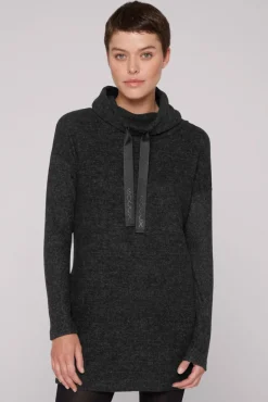 Cheap CAMP DAVID & SOCCX Meliertes Strickkleid mit Rollkragen black melange blackmelange