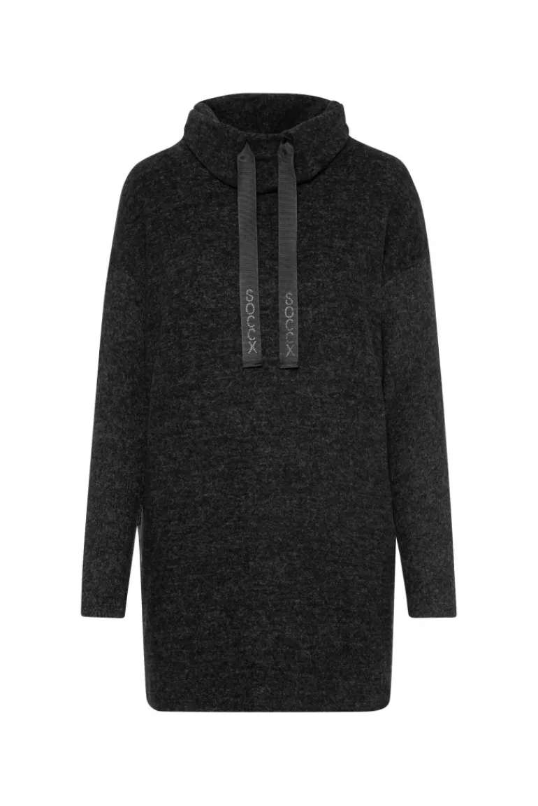 Cheap CAMP DAVID & SOCCX Meliertes Strickkleid mit Rollkragen black melange blackmelange