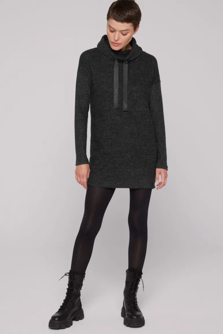 Cheap CAMP DAVID & SOCCX Meliertes Strickkleid mit Rollkragen black melange blackmelange