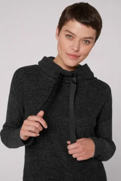 Cheap CAMP DAVID & SOCCX Meliertes Strickkleid mit Rollkragen black melange blackmelange
