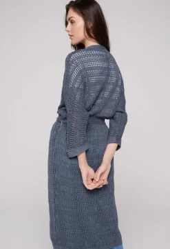 Hot CAMP DAVID & SOCCX Mesh-Cardigan mit Glitzerstein-Wording blueberry