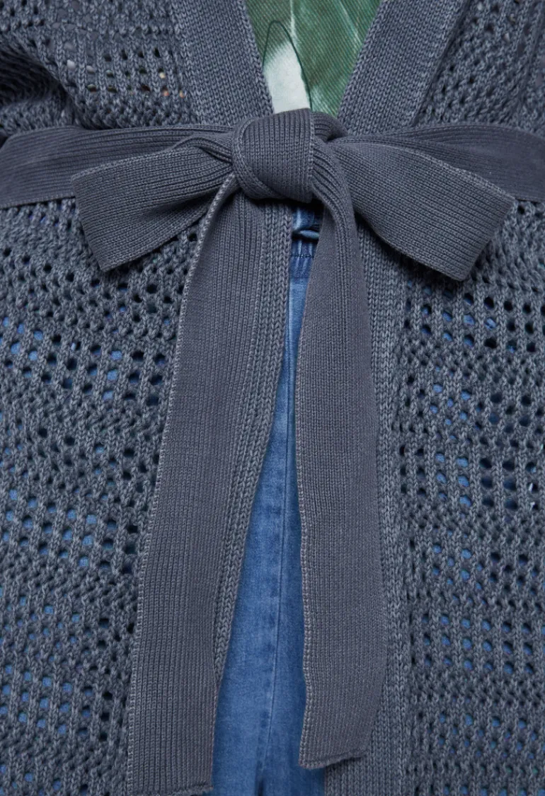 Hot CAMP DAVID & SOCCX Mesh-Cardigan mit Glitzerstein-Wording blueberry