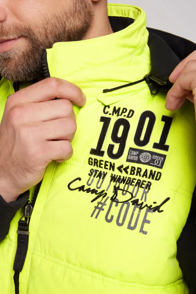 Sale CAMP DAVID & SOCCX Outdoorweste mit abtrennbarer Sweatkapuze neon kiwi neonkiwi