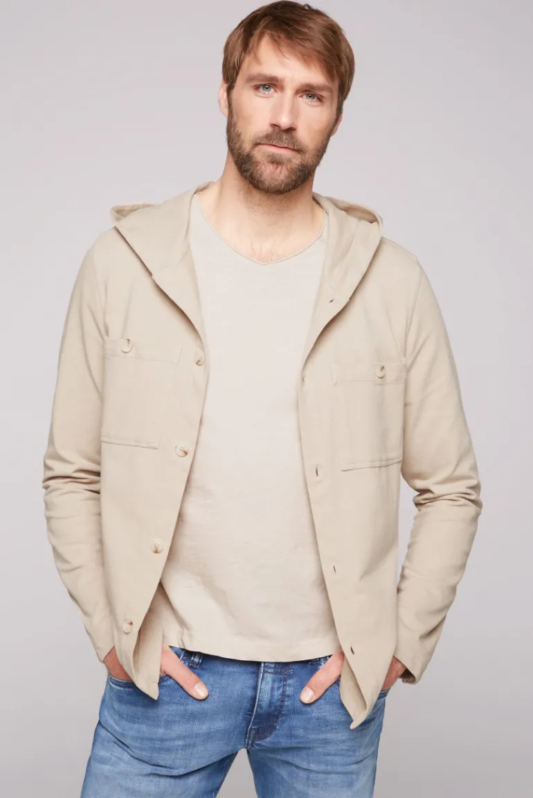 Clearance CAMP DAVID & SOCCX Overshirt mit Kapuze und Brusttaschen cappuccino