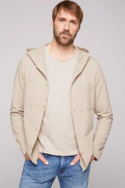 Cheap CAMP DAVID & SOCCX Overshirt mit Kapuze und Brusttaschen cappuccino