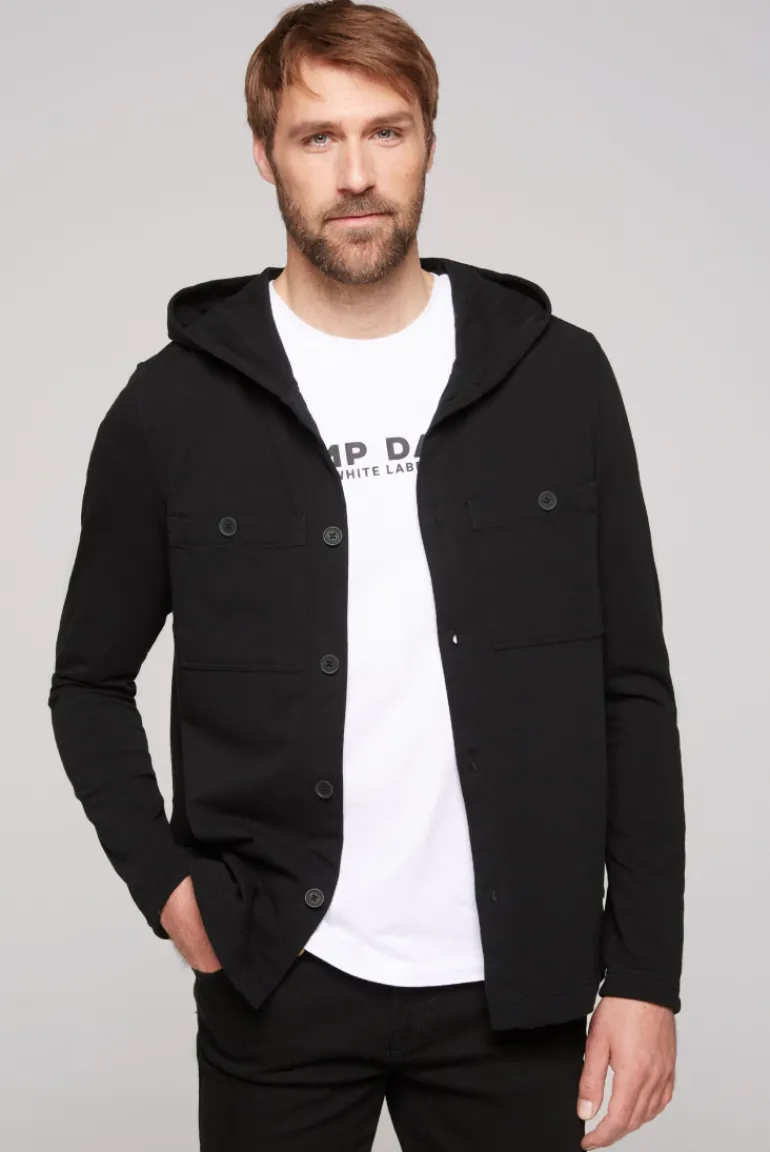 Cheap CAMP DAVID & SOCCX Overshirt mit Kapuze und Brusttaschen | M black