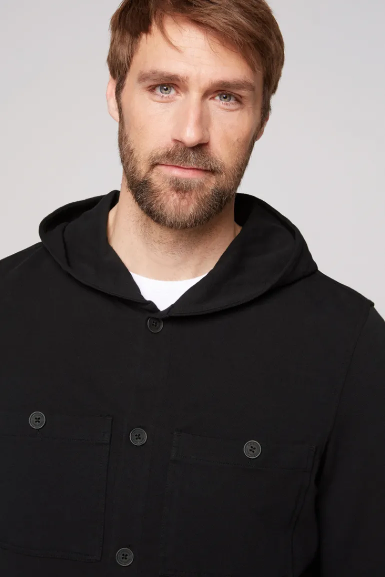 Cheap CAMP DAVID & SOCCX Overshirt mit Kapuze und Brusttaschen | M black