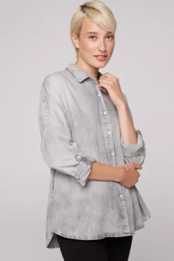 Hot CAMP DAVID & SOCCX Oversized Denim-Bluse mit Print light grey bleached lightgreybleached