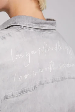 Hot CAMP DAVID & SOCCX Oversized Denim-Bluse mit Print light grey bleached lightgreybleached