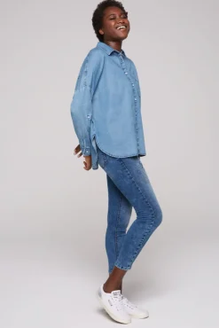 Best CAMP DAVID & SOCCX Oversized Denim-Bluse mit Print blue vintage bluevintage