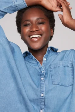 Best CAMP DAVID & SOCCX Oversized Denim-Bluse mit Print blue vintage bluevintage