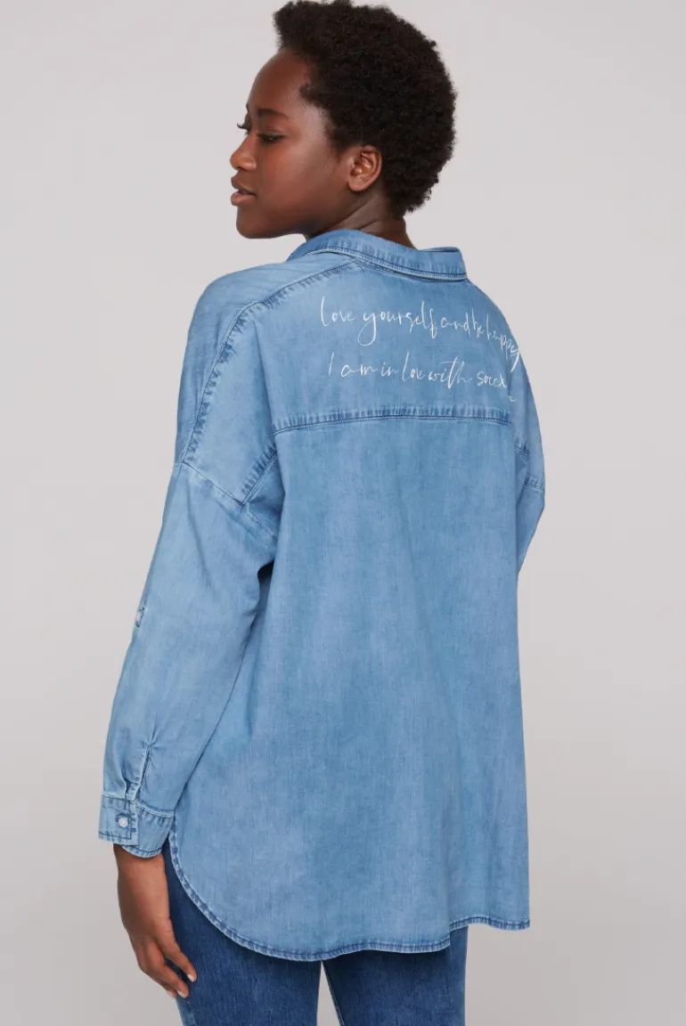 Best CAMP DAVID & SOCCX Oversized Denim-Bluse mit Print blue vintage bluevintage