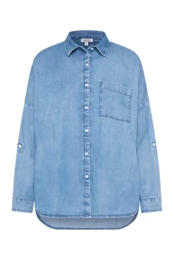 Discount CAMP DAVID & SOCCX Oversized Denim-Bluse mit Print blue vintage bluevintage