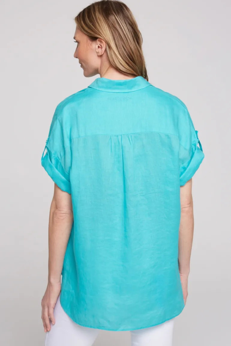 Store CAMP DAVID & SOCCX Oversized Leinenbluse mit Logostickerei lagoon blue lagoonblue