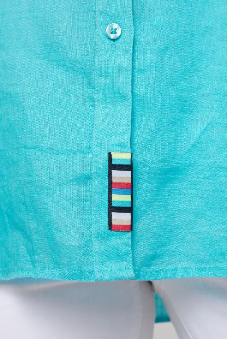 Store CAMP DAVID & SOCCX Oversized Leinenbluse mit Logostickerei lagoon blue lagoonblue
