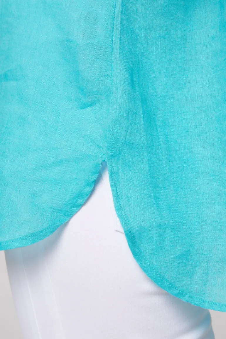 Store CAMP DAVID & SOCCX Oversized Leinenbluse mit Logostickerei lagoon blue lagoonblue