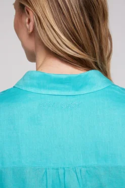 Store CAMP DAVID & SOCCX Oversized Leinenbluse mit Logostickerei lagoon blue lagoonblue