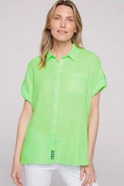 Flash Sale CAMP DAVID & SOCCX Oversized Leinenbluse mit Logostickerei fresh lime freshlime