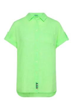 Flash Sale CAMP DAVID & SOCCX Oversized Leinenbluse mit Logostickerei fresh lime freshlime