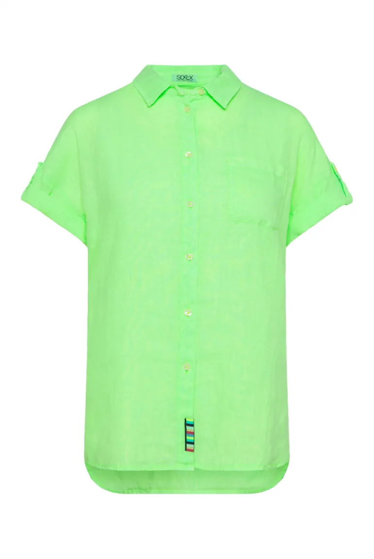Flash Sale CAMP DAVID & SOCCX Oversized Leinenbluse mit Logostickerei fresh lime freshlime