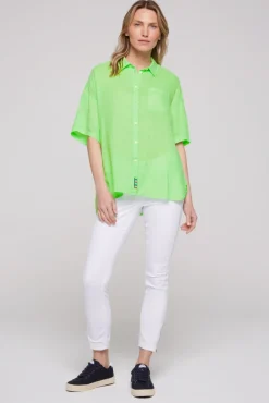 Flash Sale CAMP DAVID & SOCCX Oversized Leinenbluse mit Logostickerei fresh lime freshlime
