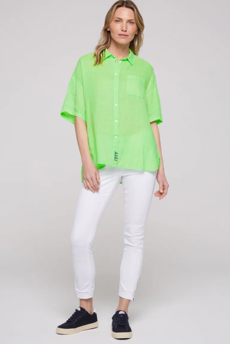 Flash Sale CAMP DAVID & SOCCX Oversized Leinenbluse mit Logostickerei fresh lime freshlime