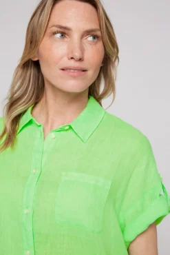 Flash Sale CAMP DAVID & SOCCX Oversized Leinenbluse mit Logostickerei fresh lime freshlime