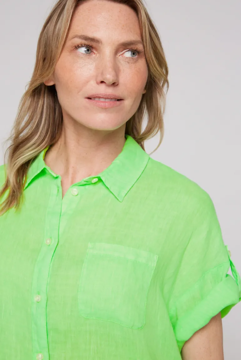 Flash Sale CAMP DAVID & SOCCX Oversized Leinenbluse mit Logostickerei fresh lime freshlime