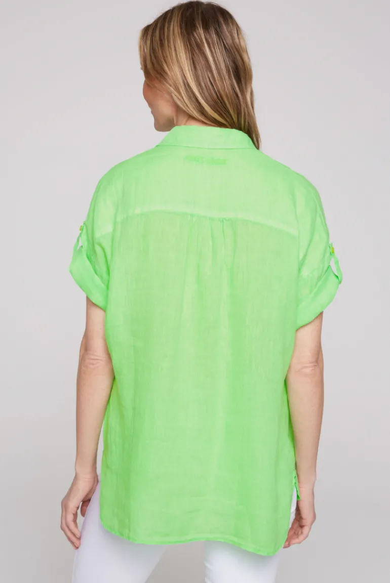 Flash Sale CAMP DAVID & SOCCX Oversized Leinenbluse mit Logostickerei fresh lime freshlime