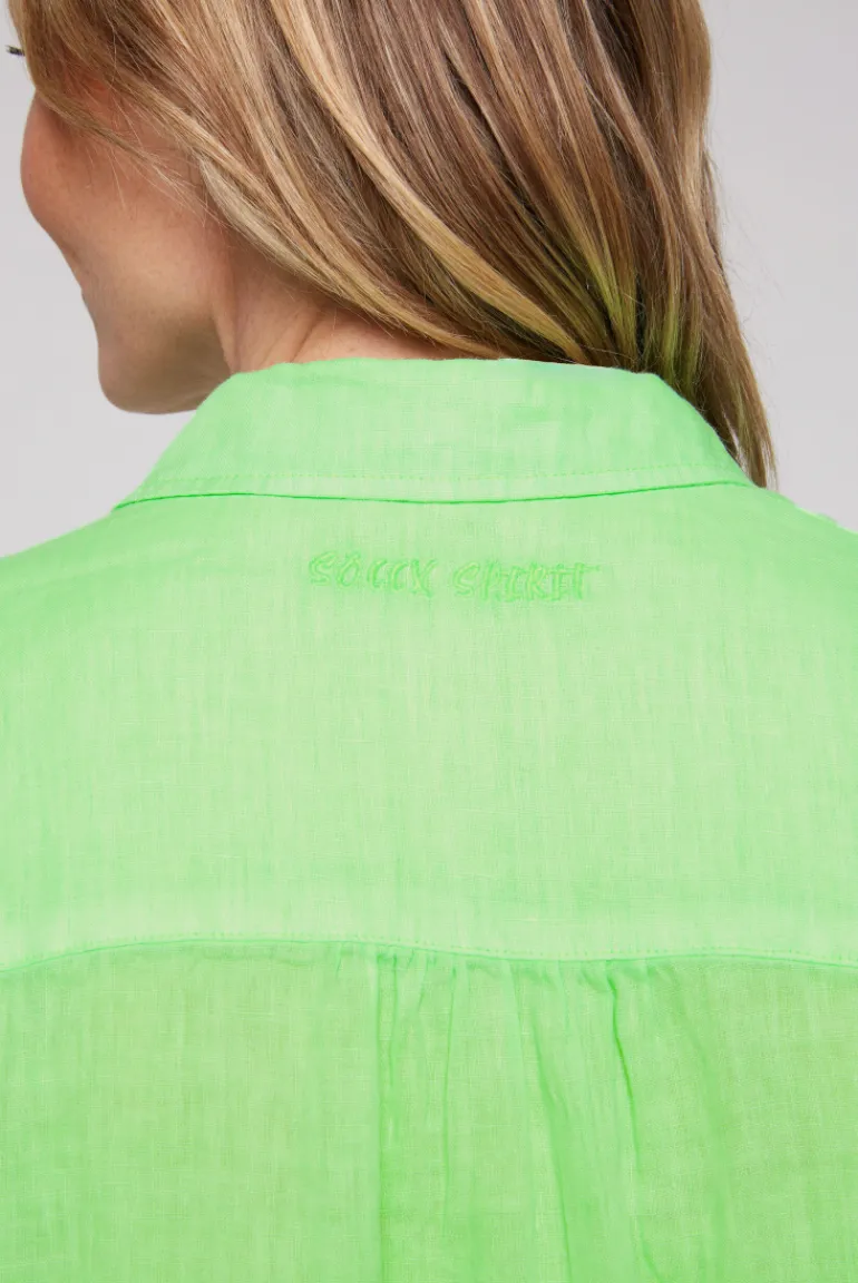 Flash Sale CAMP DAVID & SOCCX Oversized Leinenbluse mit Logostickerei fresh lime freshlime