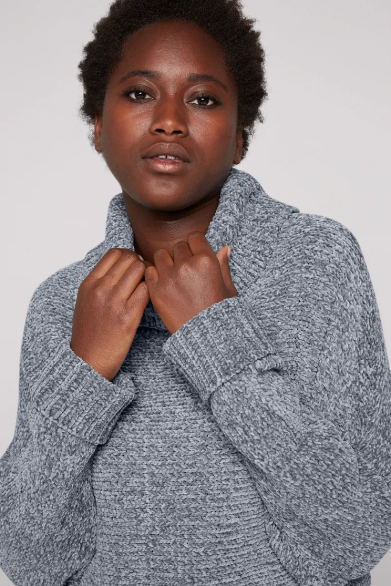 New CAMP DAVID & SOCCX Oversized Rollkragenpullover aus Chenille cold grey coldgrey