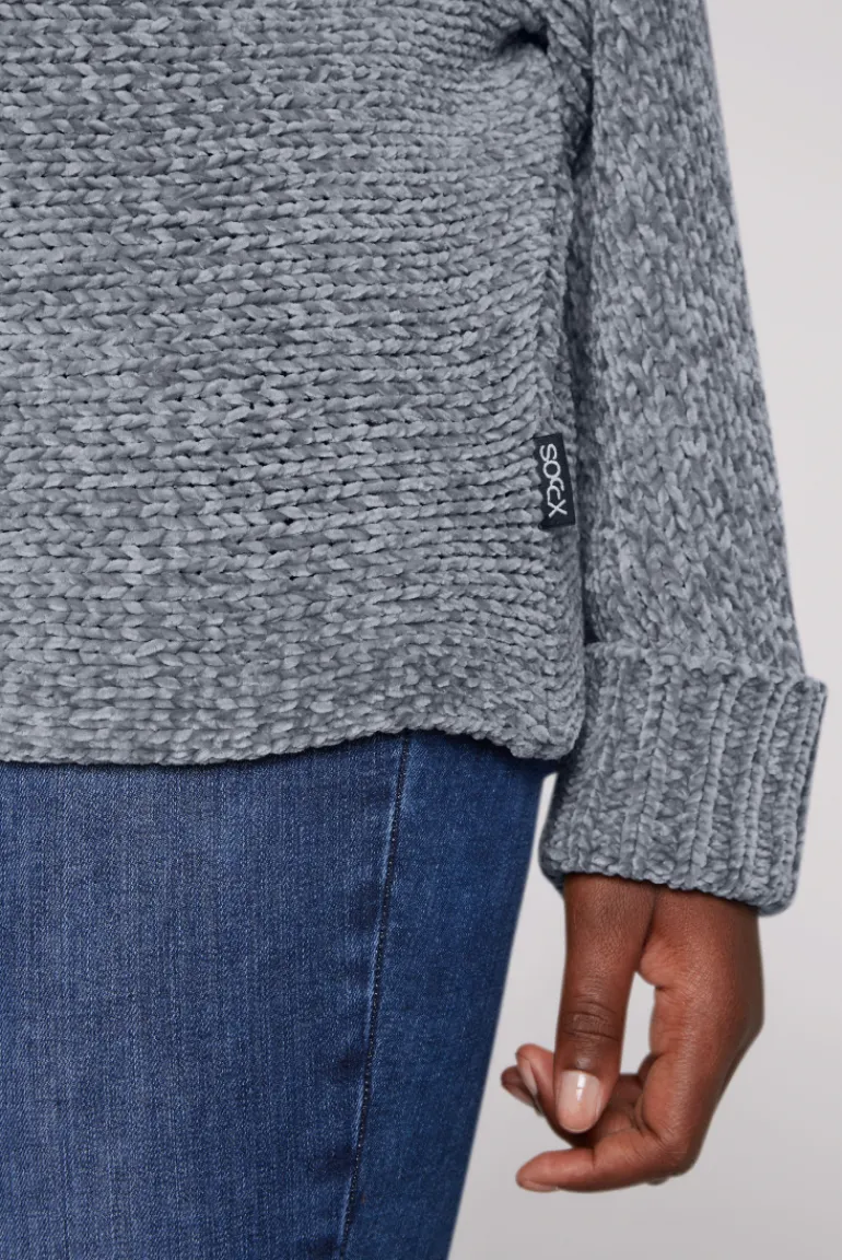 New CAMP DAVID & SOCCX Oversized Rollkragenpullover aus Chenille cold grey coldgrey