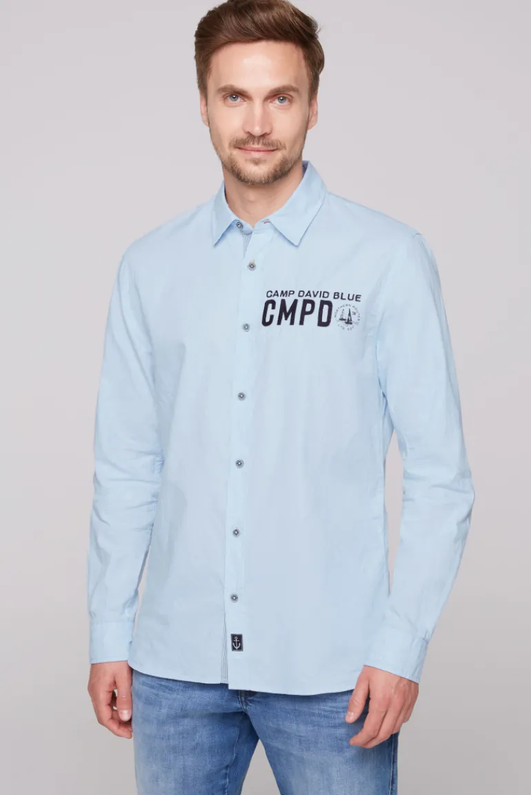 Hot CAMP DAVID & SOCCX Oxford-Langarmhemd mit Logo-Stickereien summer blue summerblue