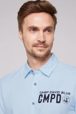 Hot CAMP DAVID & SOCCX Oxford-Langarmhemd mit Logo-Stickereien summer blue summerblue