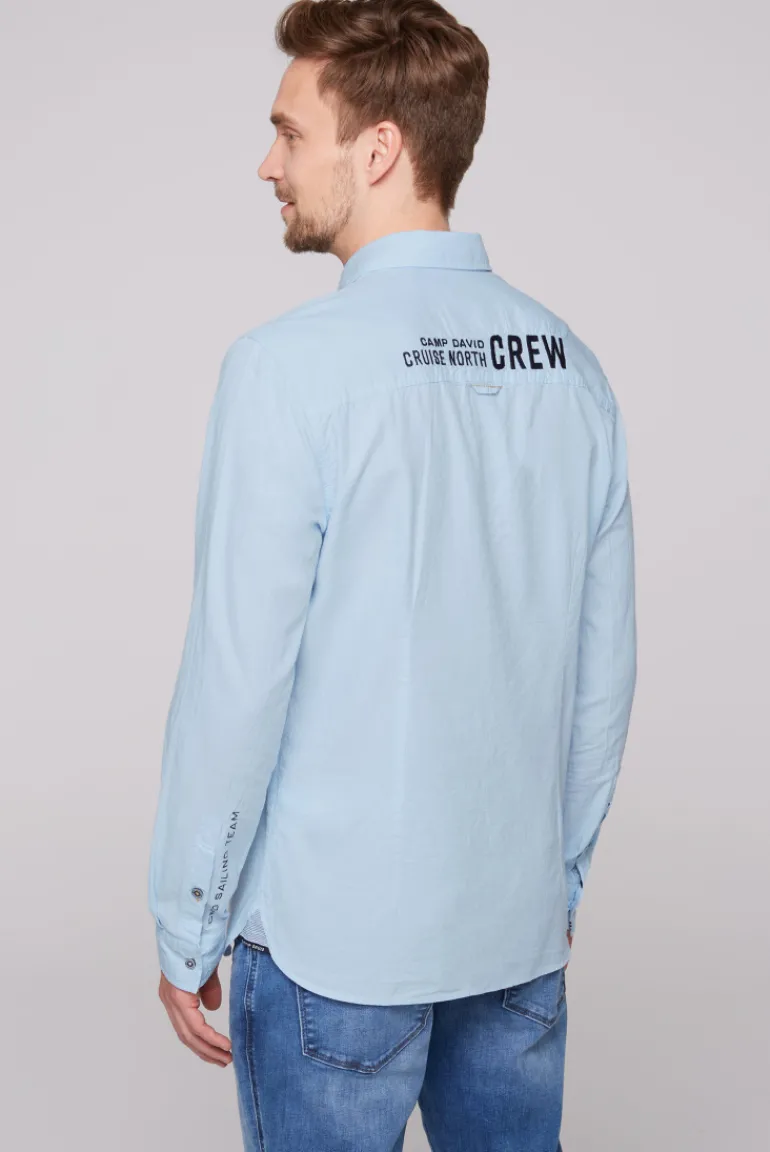 Hot CAMP DAVID & SOCCX Oxford-Langarmhemd mit Logo-Stickereien summer blue summerblue