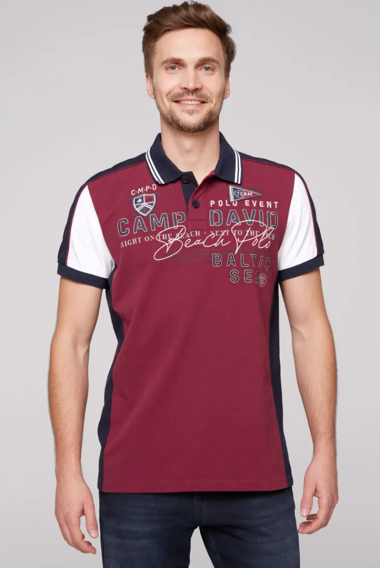 Flash Sale CAMP DAVID & SOCCX Pikee-Polo mit Color-Blocking und Artwork burgundy