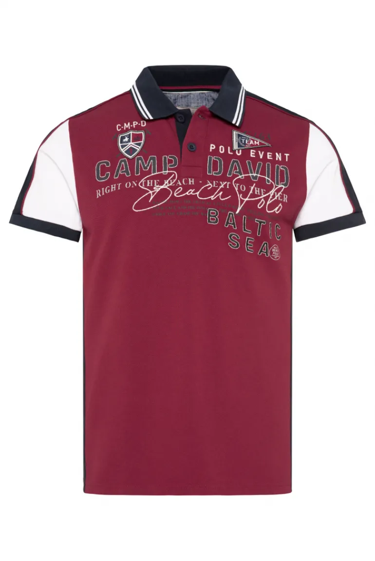 Flash Sale CAMP DAVID & SOCCX Pikee-Polo mit Color-Blocking und Artwork burgundy