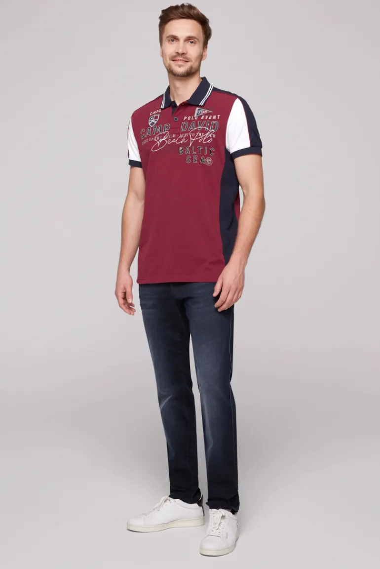 Flash Sale CAMP DAVID & SOCCX Pikee-Polo mit Color-Blocking und Artwork burgundy