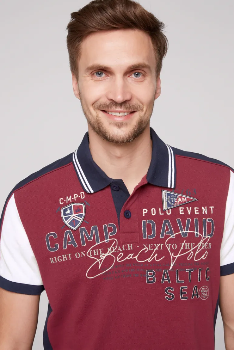 Flash Sale CAMP DAVID & SOCCX Pikee-Polo mit Color-Blocking und Artwork burgundy