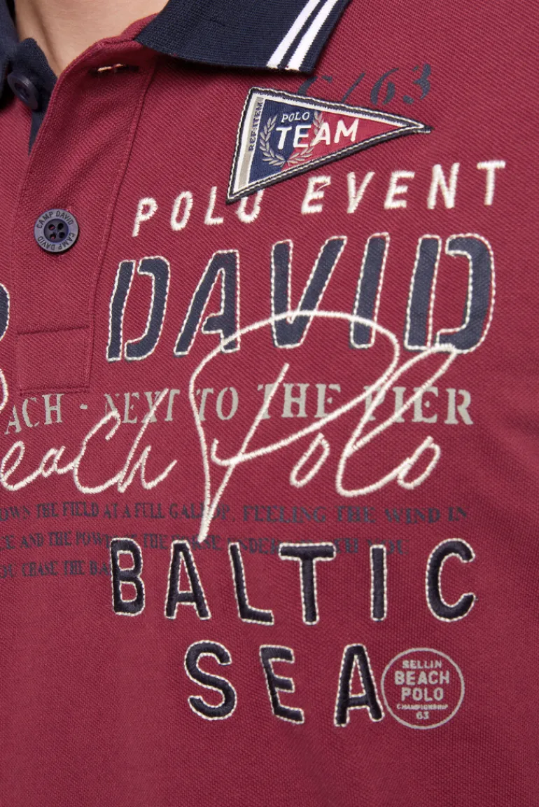 Flash Sale CAMP DAVID & SOCCX Pikee-Polo mit Color-Blocking und Artwork burgundy