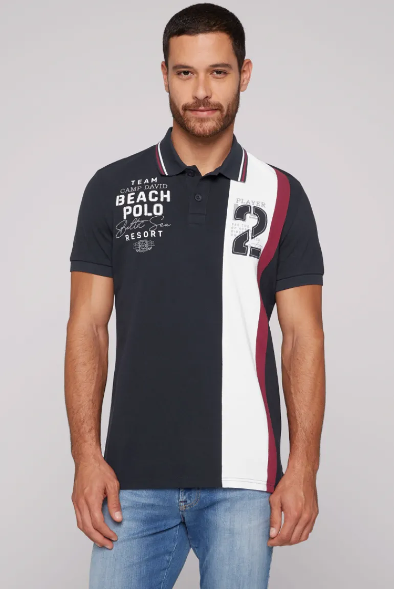 Clearance CAMP DAVID & SOCCX Pikee-Polo mit Color-Blocking und Artwork blue navy bluenavy