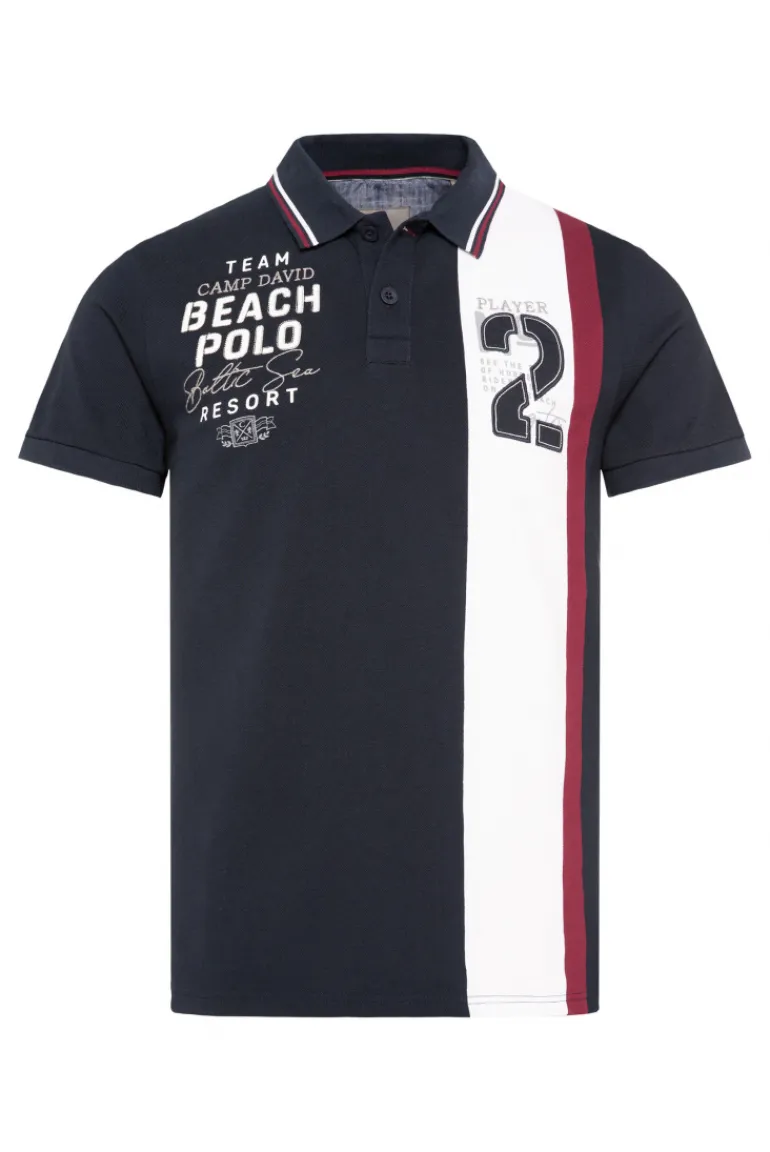 Clearance CAMP DAVID & SOCCX Pikee-Polo mit Color-Blocking und Artwork blue navy bluenavy