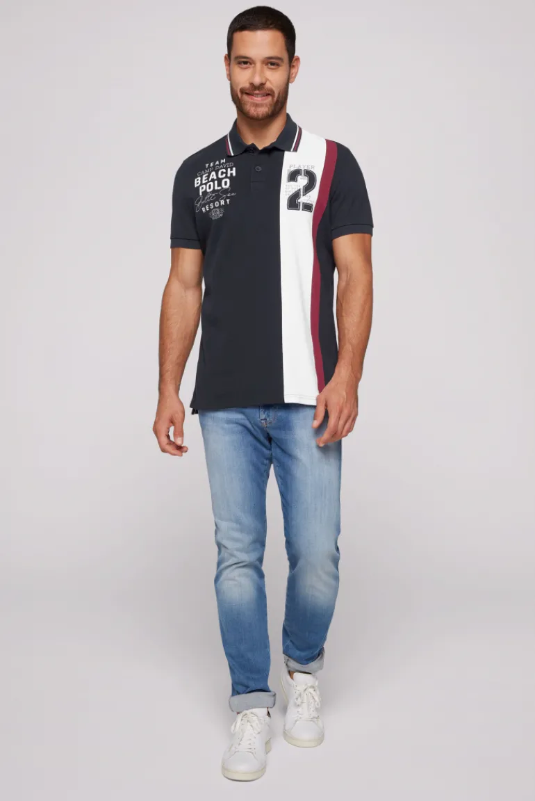 Clearance CAMP DAVID & SOCCX Pikee-Polo mit Color-Blocking und Artwork blue navy bluenavy