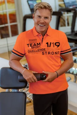 Hot CAMP DAVID & SOCCX Pikee-Polo mit Flockprint signal orange signalorange