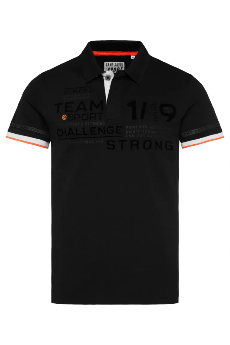 Best Sale CAMP DAVID & SOCCX Pikee-Polo mit Flockprint black